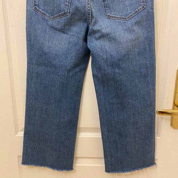 Madewell Women Slim Wide-Leg Crop Jeans Fray Hems Medium Blue Wash Size 27 - Picture 6 of 10